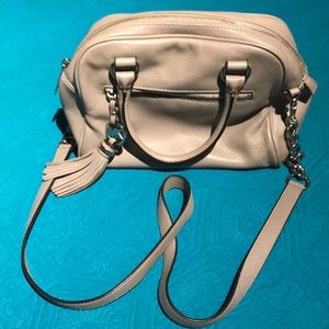 Grey leather crossbody or shoulder bag